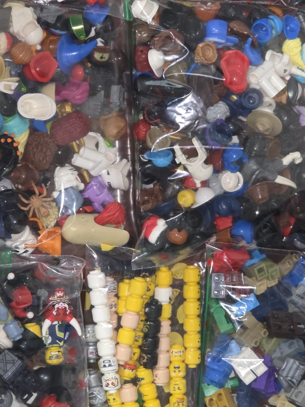 Lego Multicolor Heads, Hats & Accessories Lot — Yellow Heads Prominent